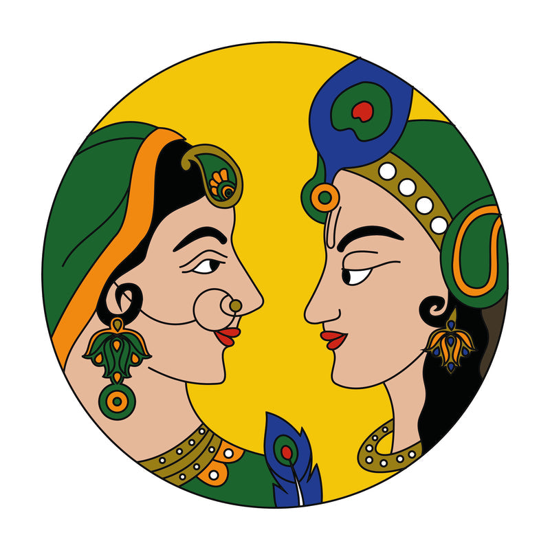 MDF Pre Marked Radhe Krishna Round