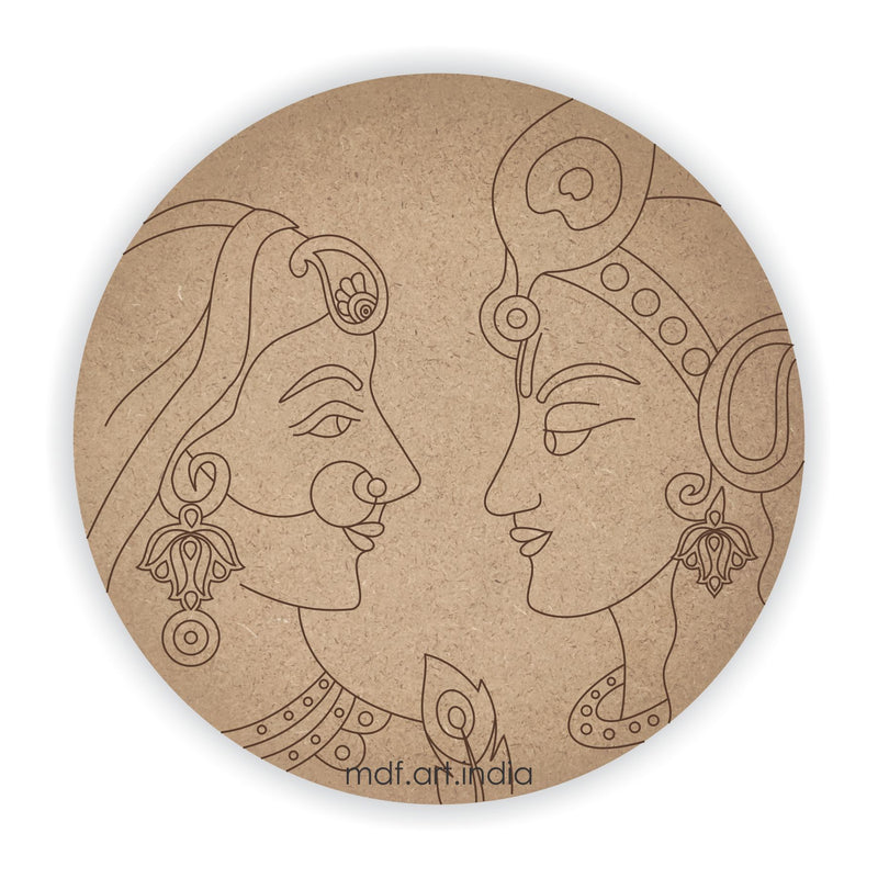 MDF Pre Marked Radhe Krishna Round