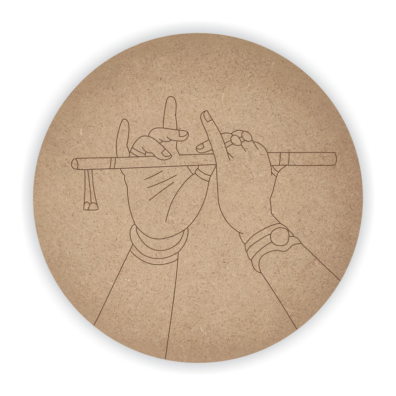 MDF Pre Marked Krishna Hand with Flute Round