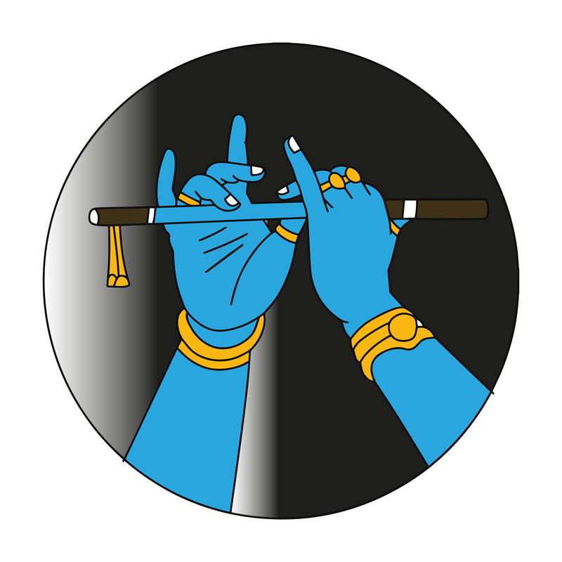 MDF Pre Marked Krishna Hand with Flute Round