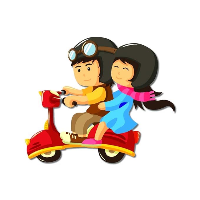 GiXi Artisto Couple Scooter Ride Wooden Fridge Magnet