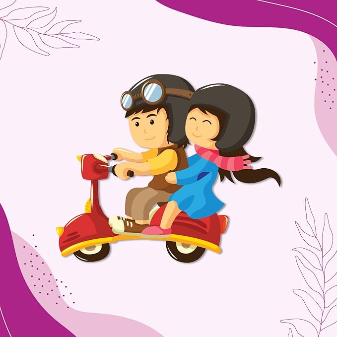 GiXi Artisto Couple Scooter Ride Wooden Fridge Magnet