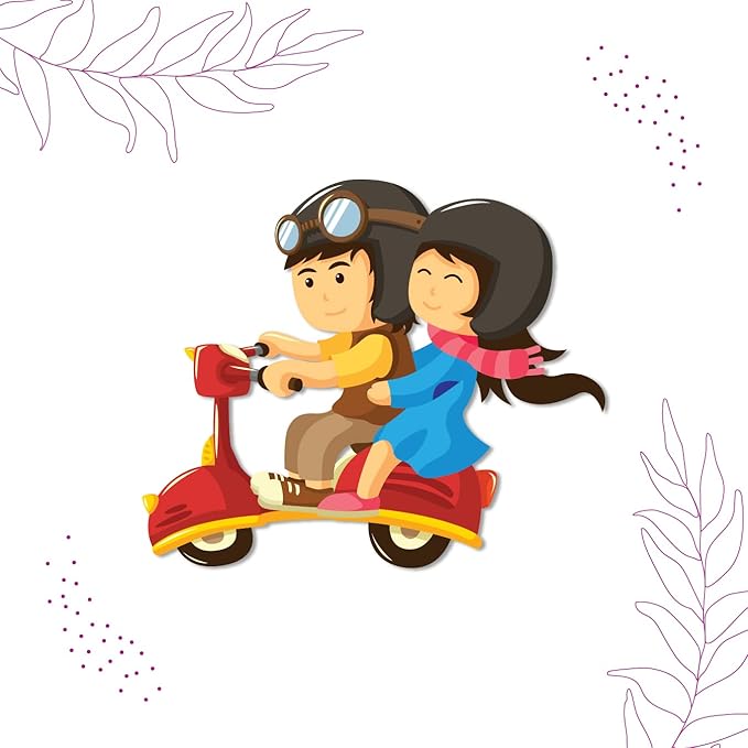 GiXi Artisto Couple Scooter Ride Wooden Fridge Magnet