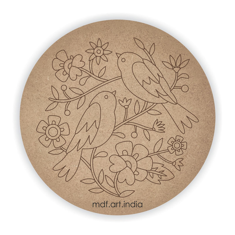 MDF Pre Marked Round Flower with Bird