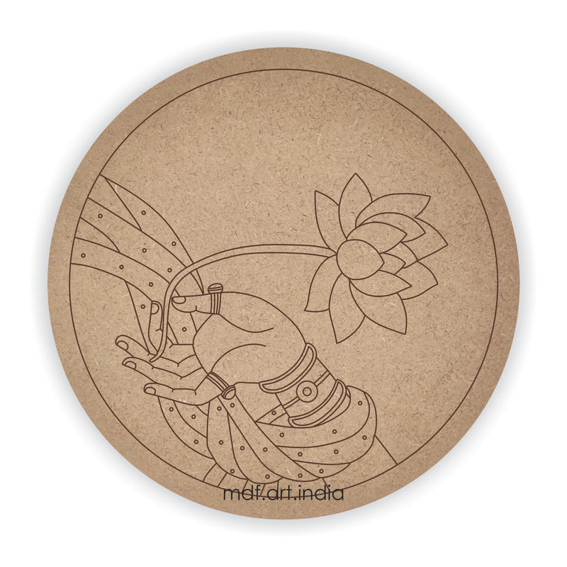 MDF Pre Marked Round Lotus with Krishna Hand