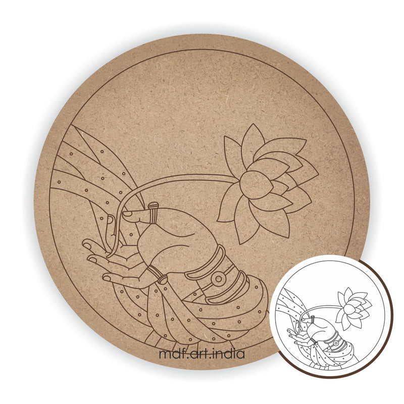 MDF Pre Marked Round Lotus with Krishna Hand