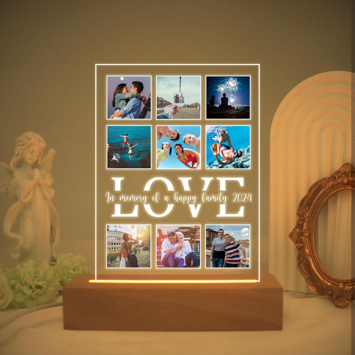 Custom Photo Night Light,Picture LED Light,Photo Collage Light,Picture Frame,Memorial Photo Night Light,Anniversary Gift,Valentines Day Gift