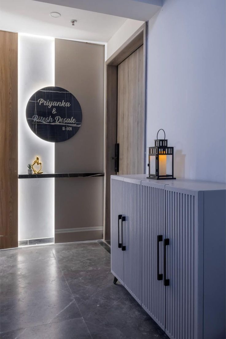 Black Textured Circular Nameplate with White 3D Lettering - Modern Design