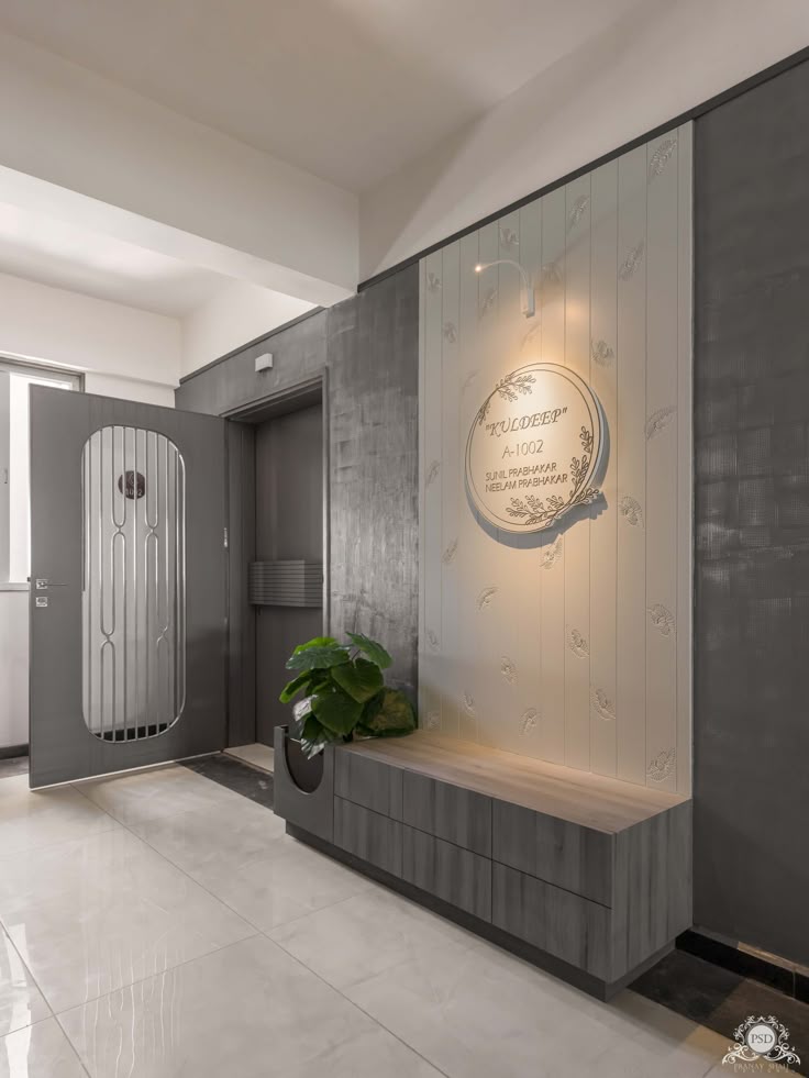 Custom Circular Nameplate on Frosted Backlit Panel - Etched Leaf Design