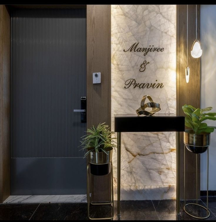 Integrated Backlit Onyx Style Wall Nameplate - Luxury Engraved Design