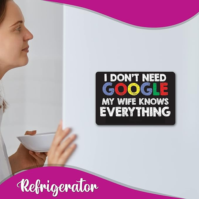 GiXi Artisto Don't Need Google My Wife Knows Everything Wooden Fridge Magnet