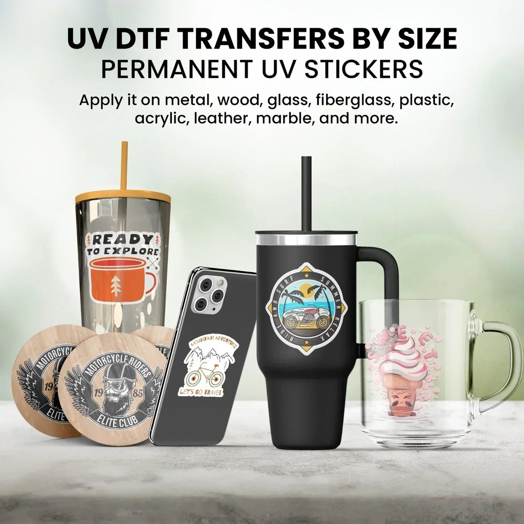Custom A3 UV DTF Sticker Sheets - Durable, Waterproof & VibrantH2: Elevate Your Branding with High-Quality UV Direct-to-Film Transfers