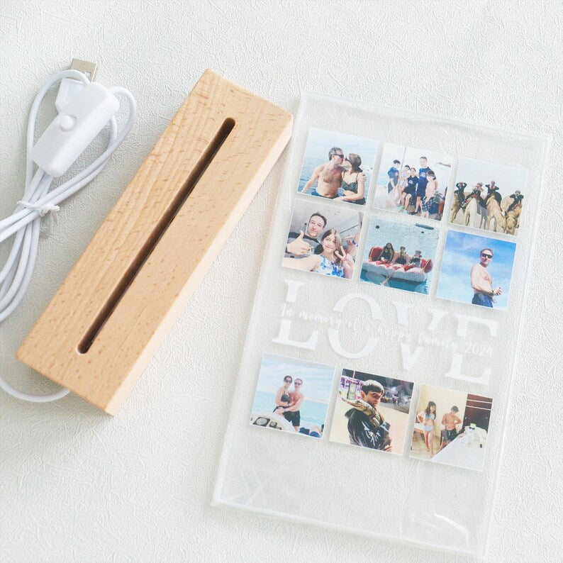 Custom Photo Night Light,Picture LED Light,Photo Collage Light,Picture Frame,Memorial Photo Night Light,Anniversary Gift,Valentines Day Gift