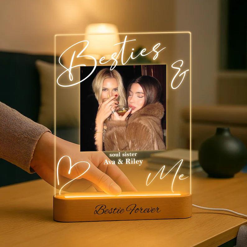Custom Soul Sister Led Light, Unique Photo Gifts, Bestie Gifts, Best Friends, Birthday Gift for Her, Meaningful Sister Picture Frame