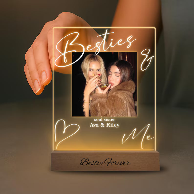 Custom Soul Sister Led Light, Unique Photo Gifts, Bestie Gifts, Best Friends, Birthday Gift for Her, Meaningful Sister Picture Frame