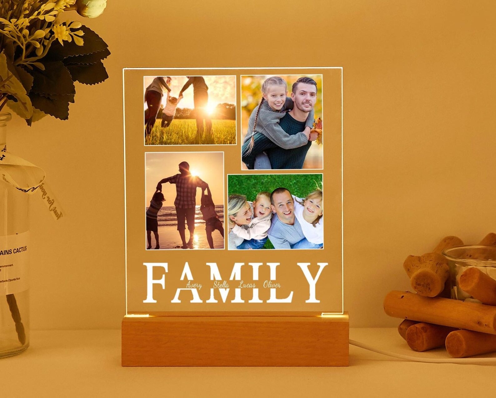 Personalized LED Picture Plaque with Stand,Custom Picture Night Light