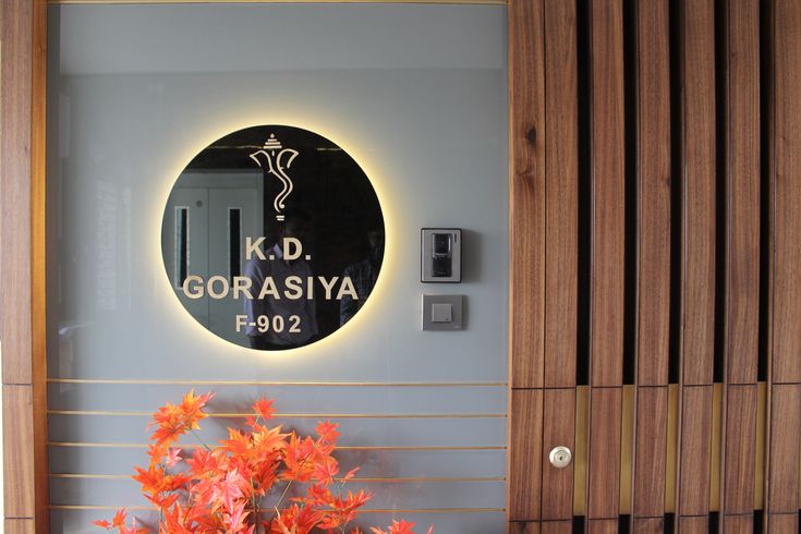 Black Mirror Acrylic LED Backlit Nameplate with Ganesha Motif